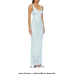 Elegant Blue Sequin Maxi Dress